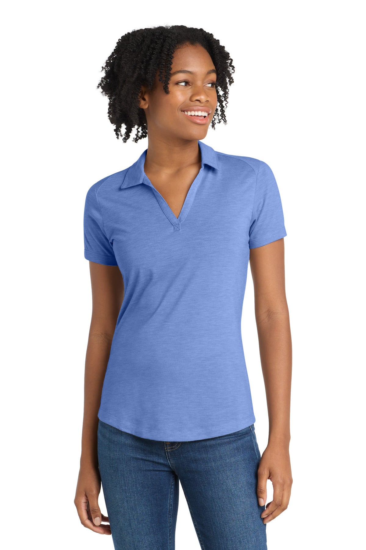 Sport-Tek    Women's PosiCharge    Tri-Blend Wicking Polo. LST405