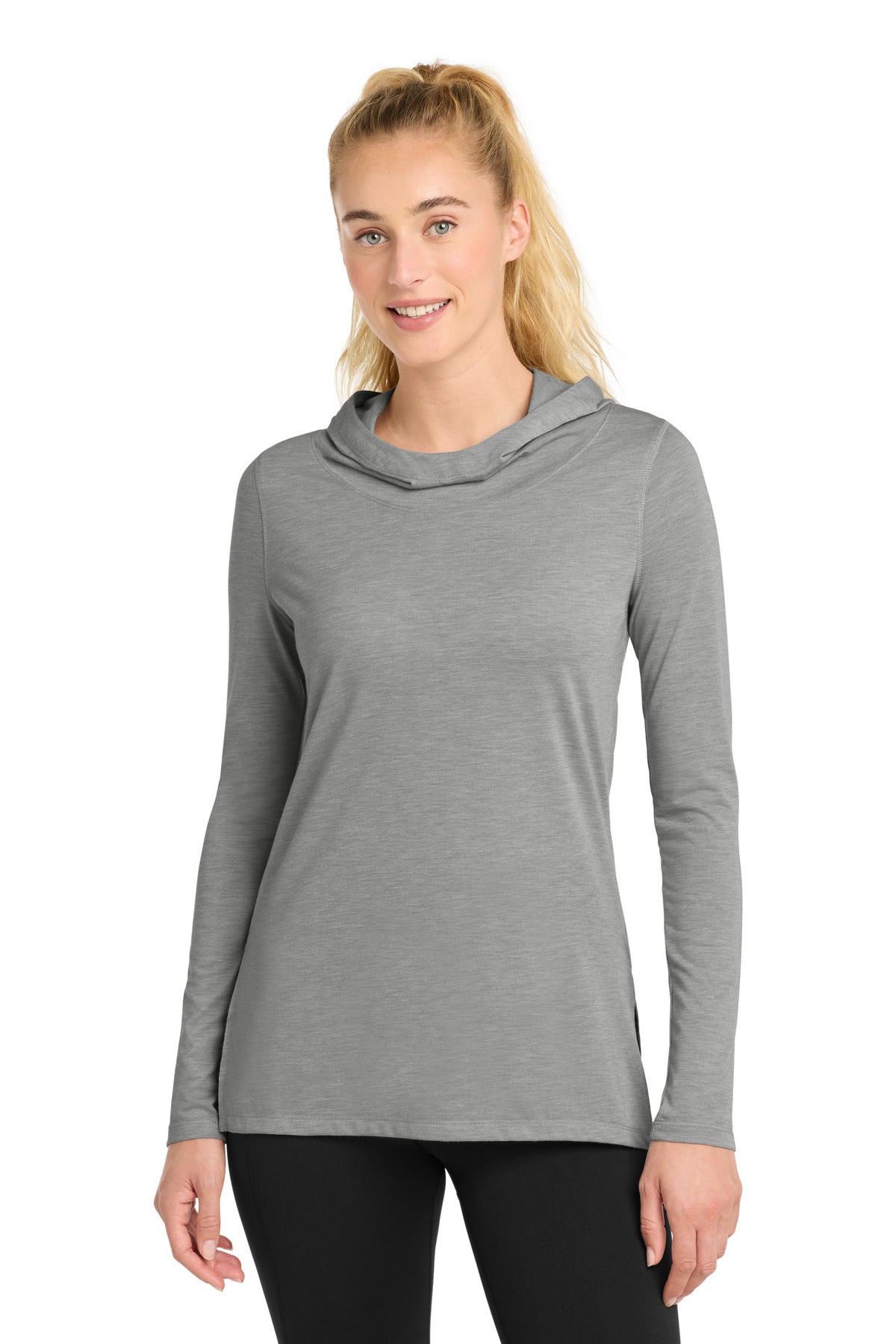 Sport-Tek   Women's PosiCharge    Tri-Blend Wicking Long Sleeve Hoodie LST406