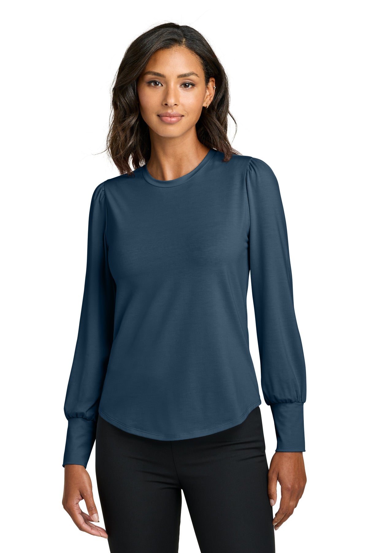 Mercer+Mettle   Women's Stretch Jersey Long Sleeve Blouson Top MM1019