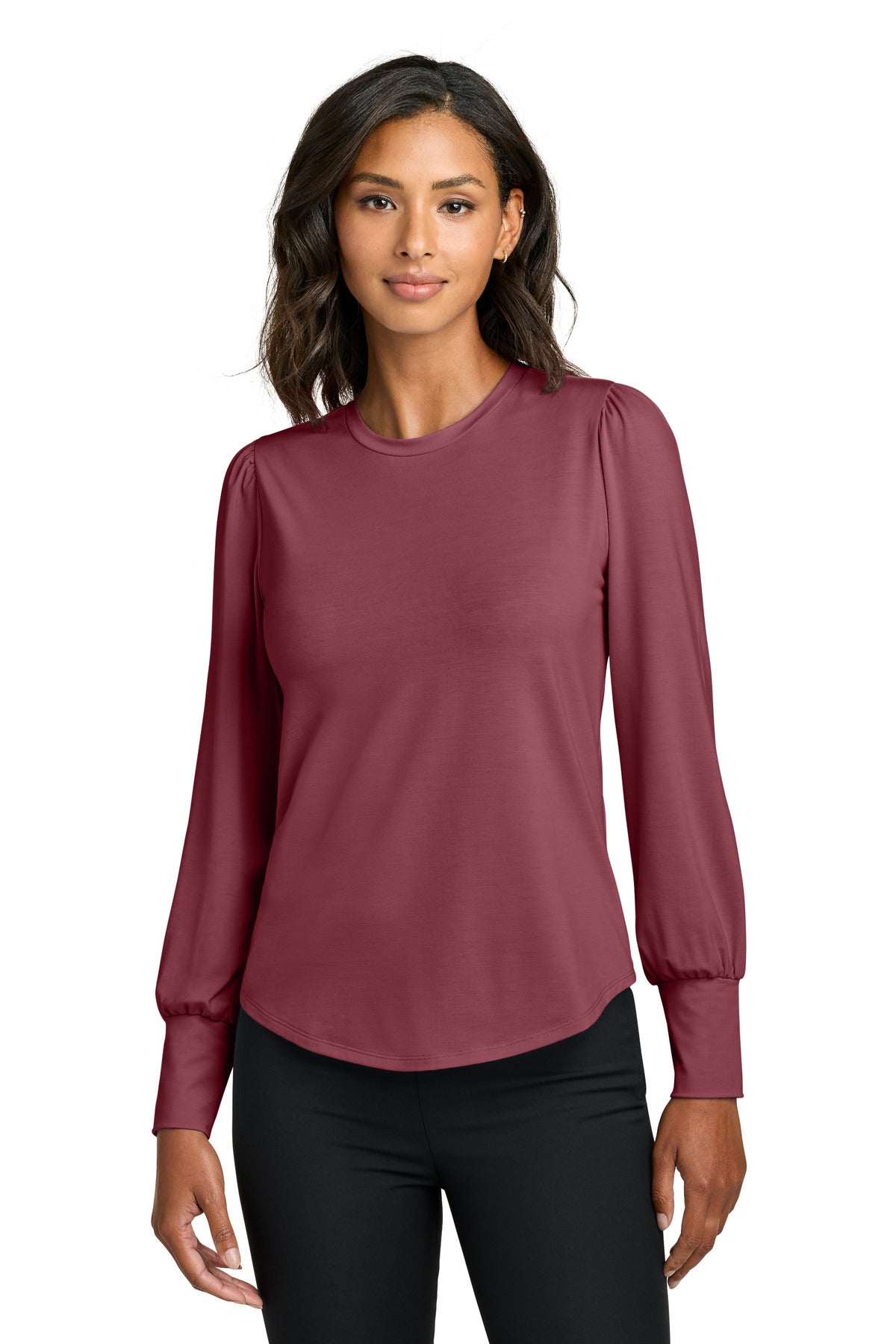 Mercer+Mettle   Women's Stretch Jersey Long Sleeve Blouson Top MM1019