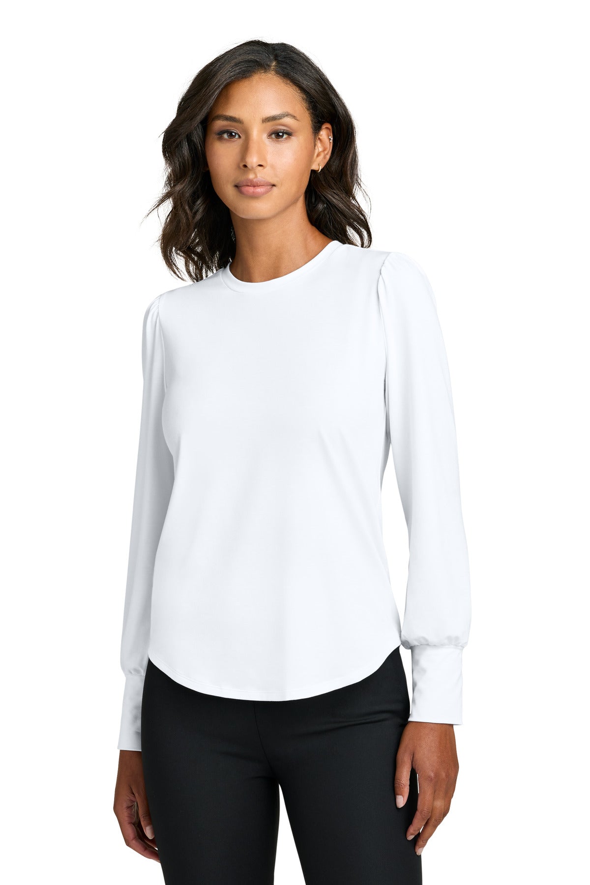 Mercer+Mettle   Women's Stretch Jersey Long Sleeve Blouson Top MM1019