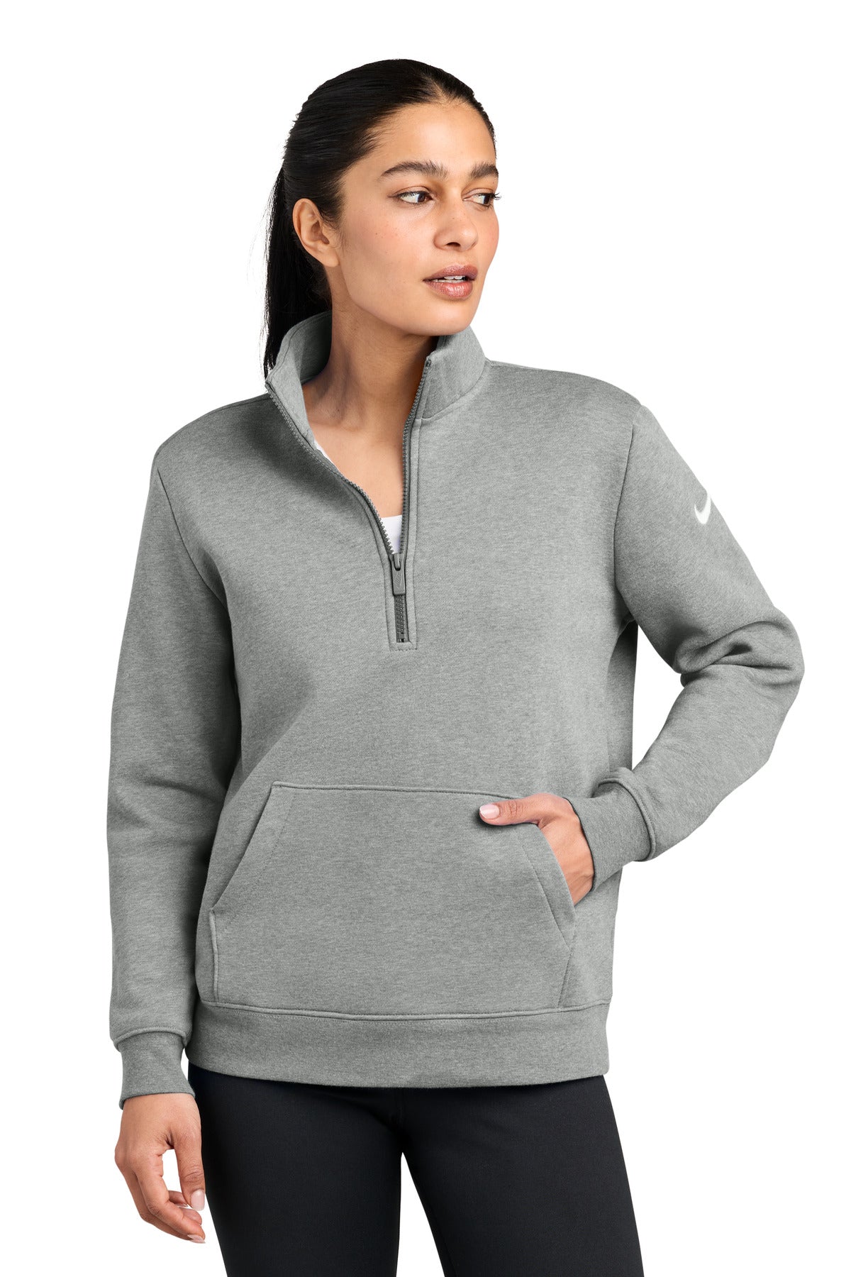 Nike Women's Club Fleece Sleeve Swoosh 1/2-Zip NKDX6720 | Add Your Logo
