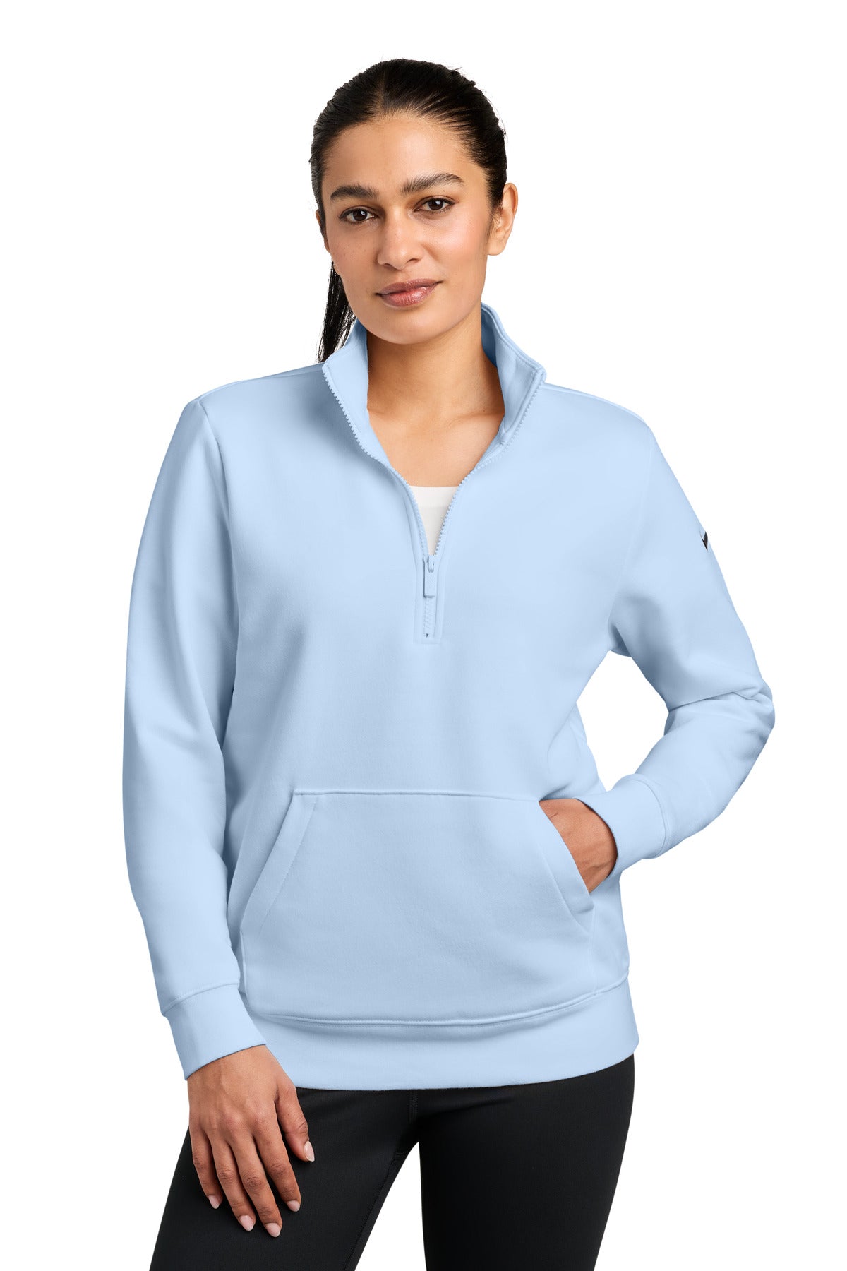 Nike Women's Club Fleece Sleeve Swoosh 1/2-Zip NKDX6720 | Add Your Logo