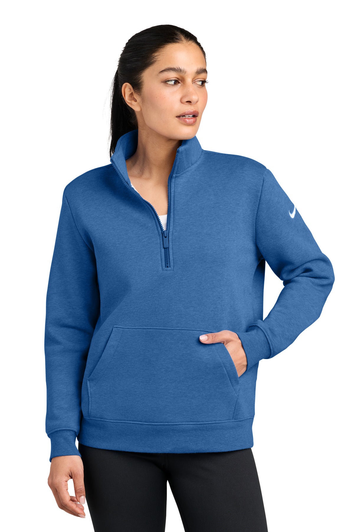 Nike Women's Club Fleece Sleeve Swoosh 1/2-Zip NKDX6720 | Add Your Logo