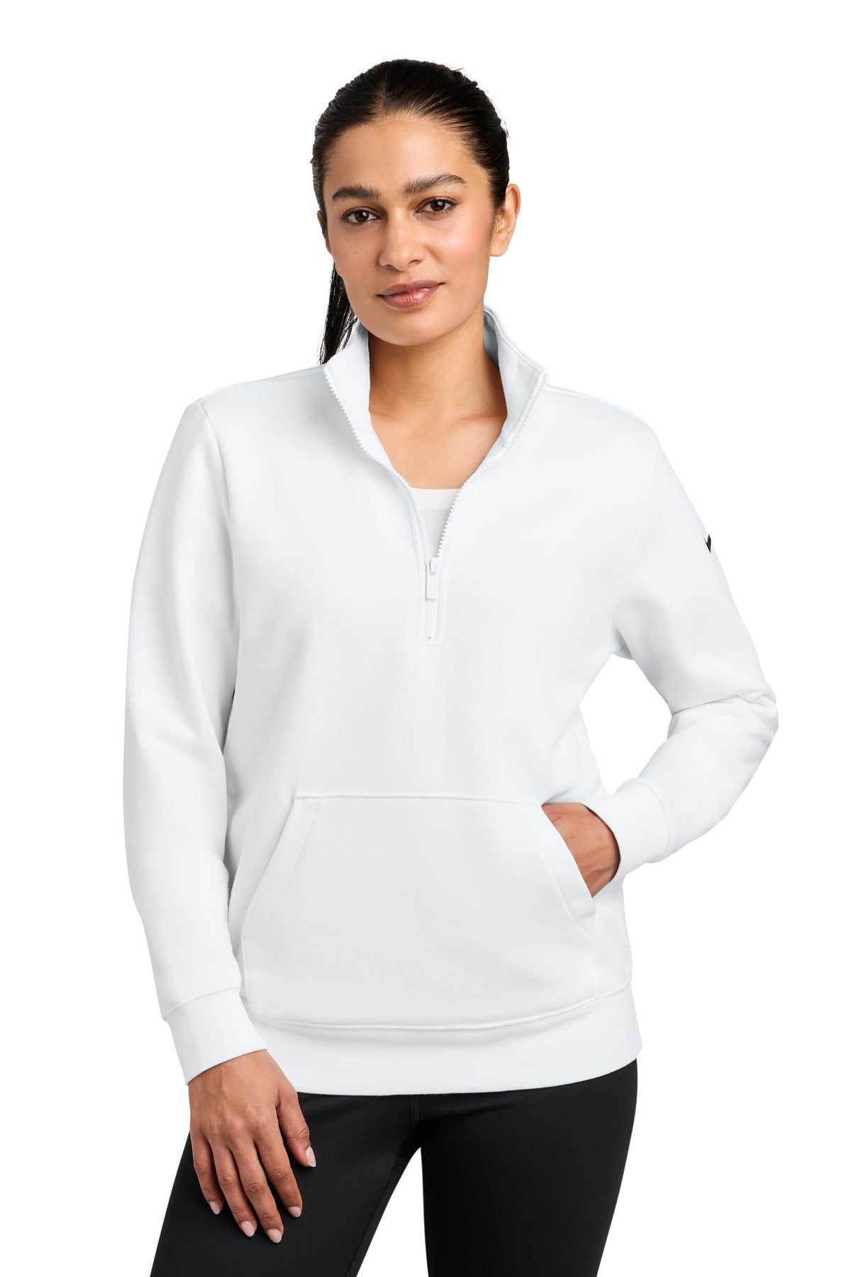 Nike Women's Club Fleece Sleeve Swoosh 1/2-Zip NKDX6720 | Add Your Logo