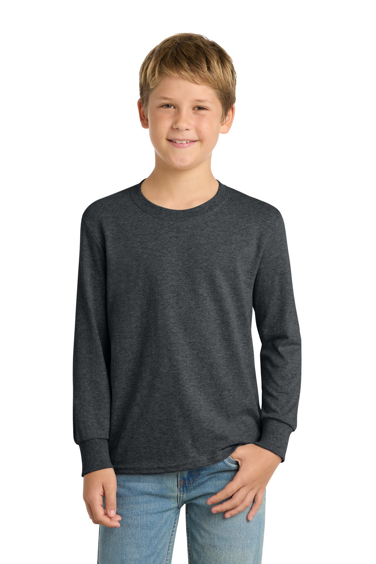 Port & Co ®  Youth Long Sleeve Core Cotton Tee. PC54YLS | Add Your Logo