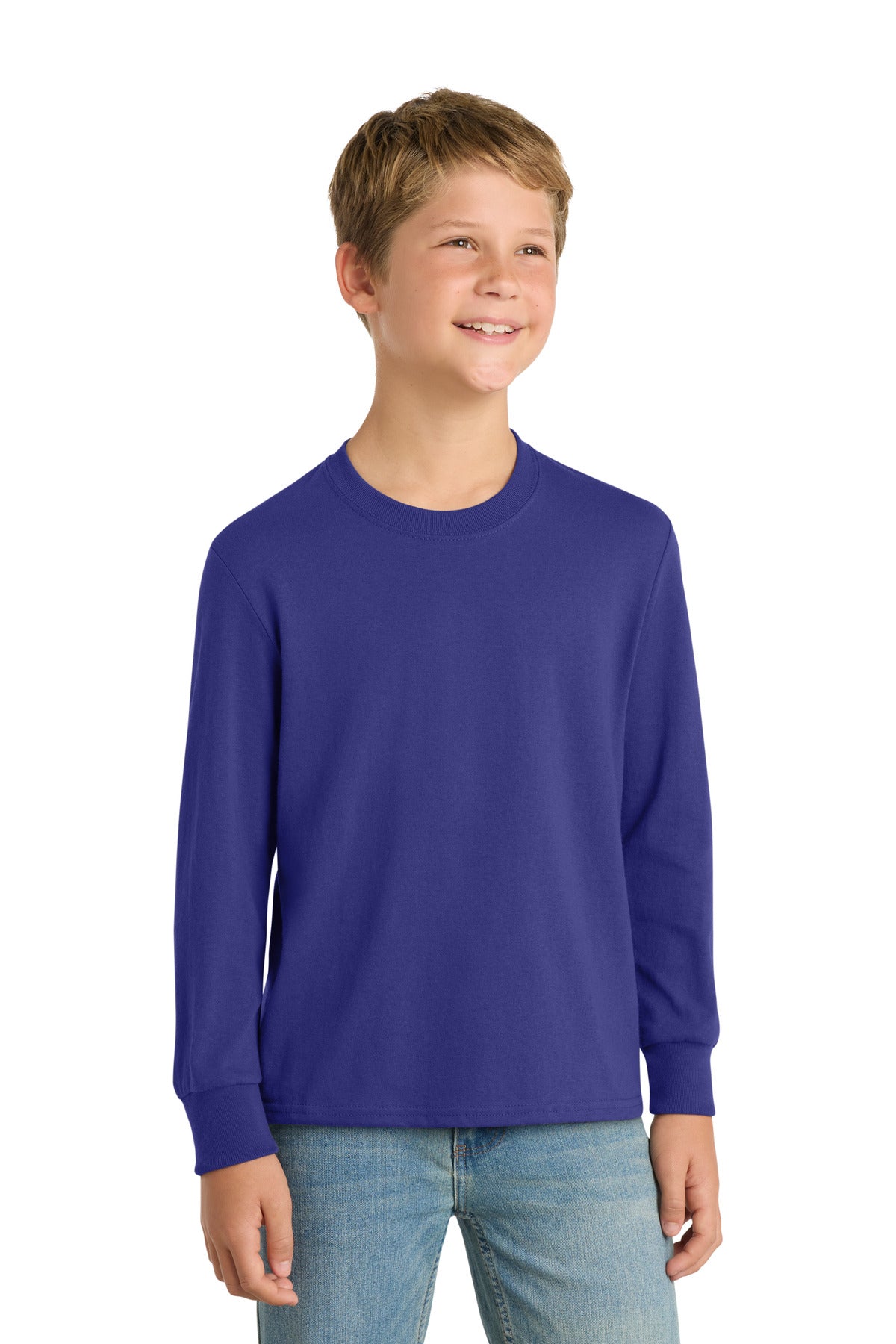 Port & Co   Youth Long Sleeve Core Cotton Tee. PC54YLS