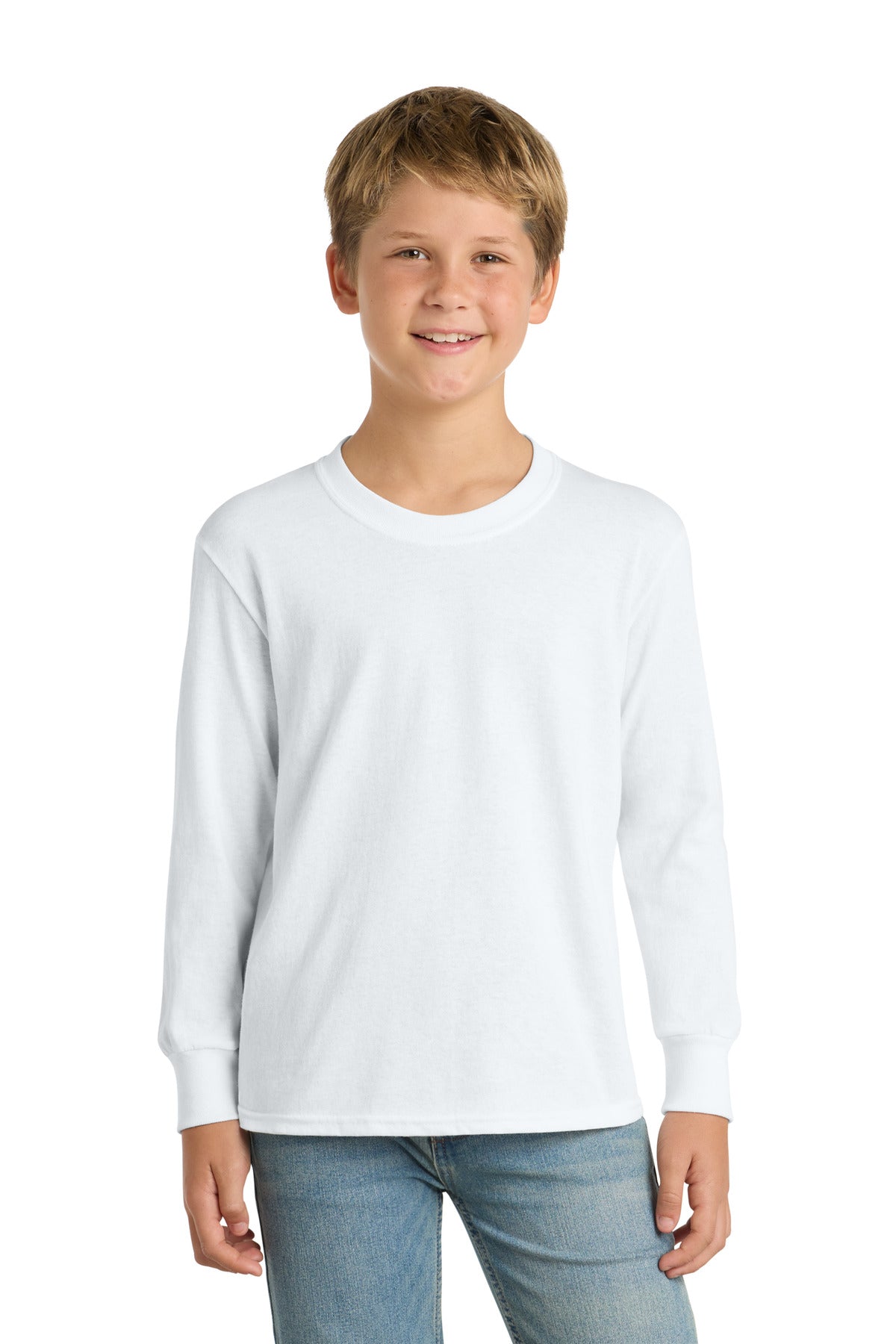 Port & Co ®  Youth Long Sleeve Core Cotton Tee. PC54YLS | Add Your Logo
