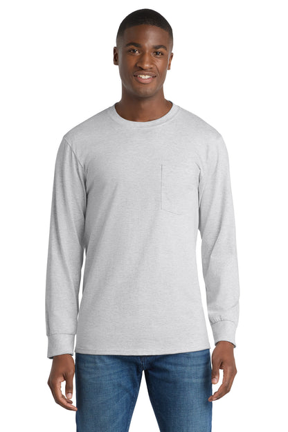 Port & Co   Tall Long Sleeve Essential Pocket Tee. PC61LSPT