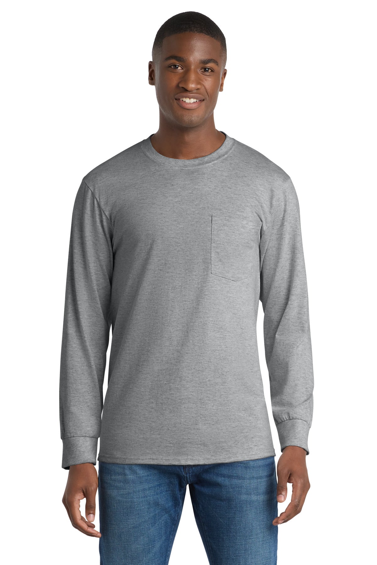 Port & Co   Tall Long Sleeve Essential Pocket Tee. PC61LSPT