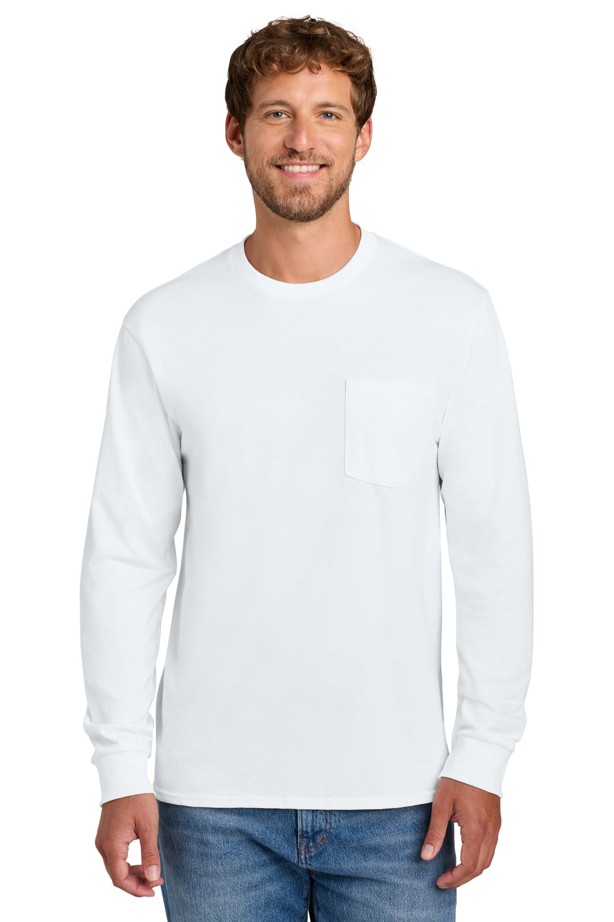 Port & Co   Tall Long Sleeve Essential Pocket Tee. PC61LSPT