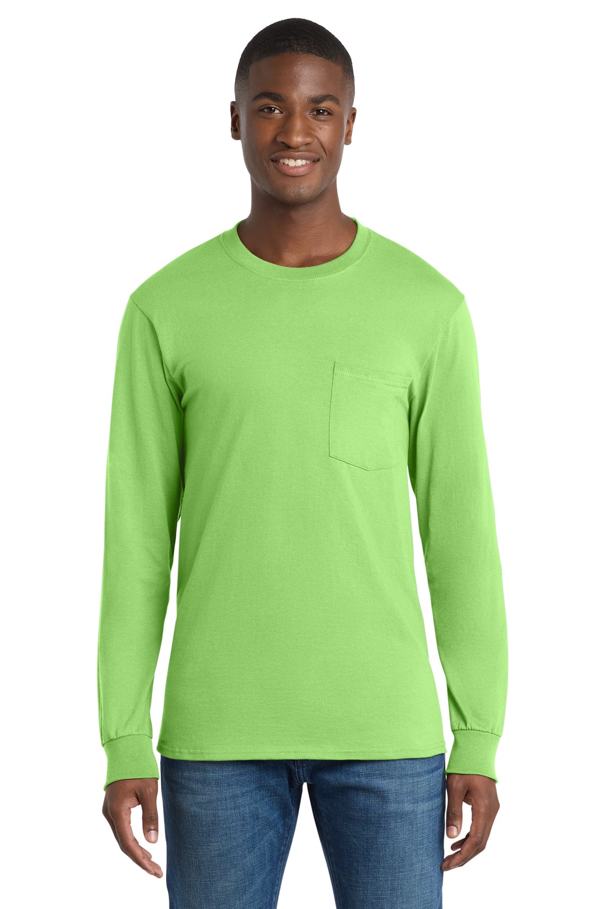 Port & Co   Long Sleeve Essential Pocket Tee.  PC61LSP