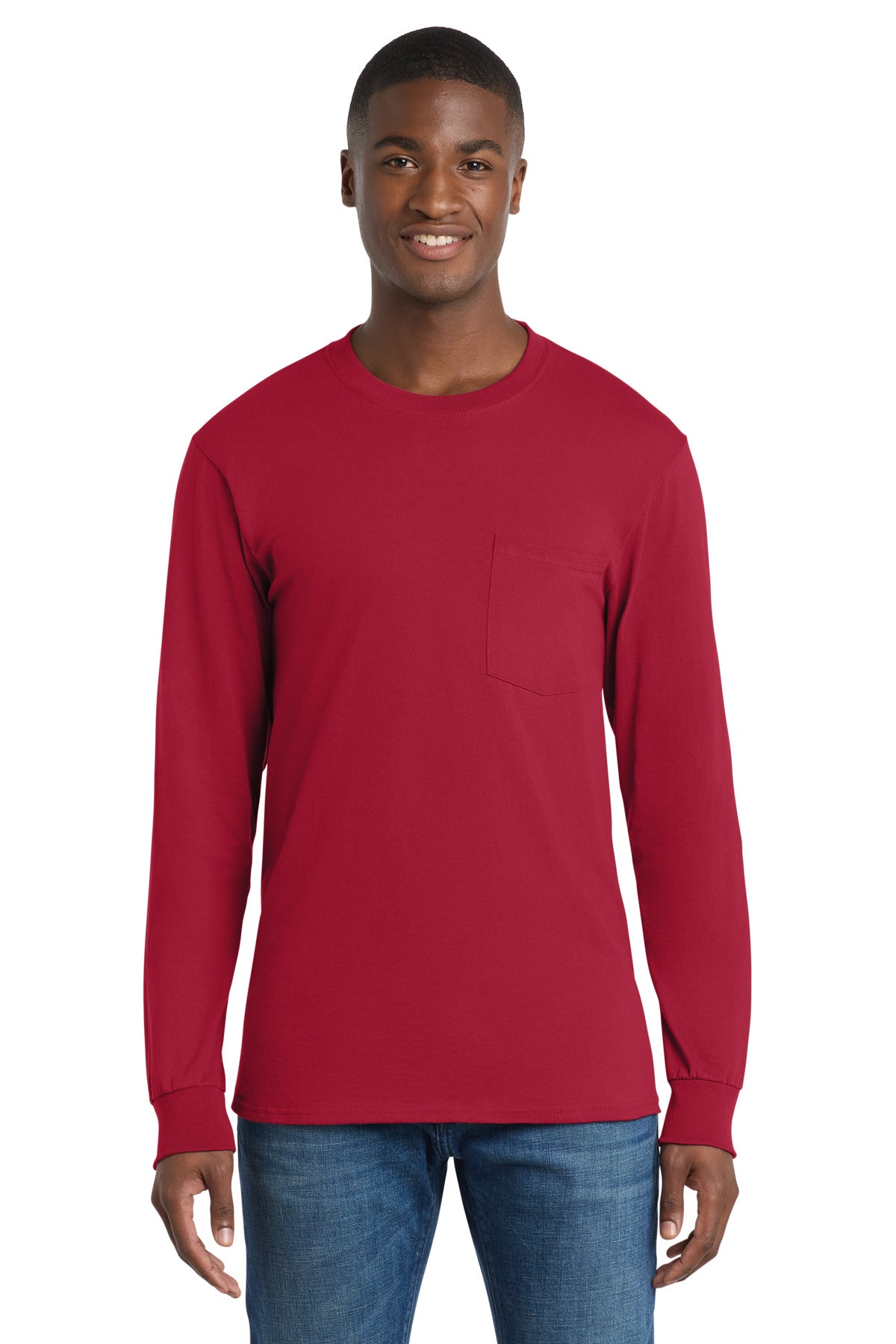 Port & Co   Tall Long Sleeve Essential Pocket Tee. PC61LSPT