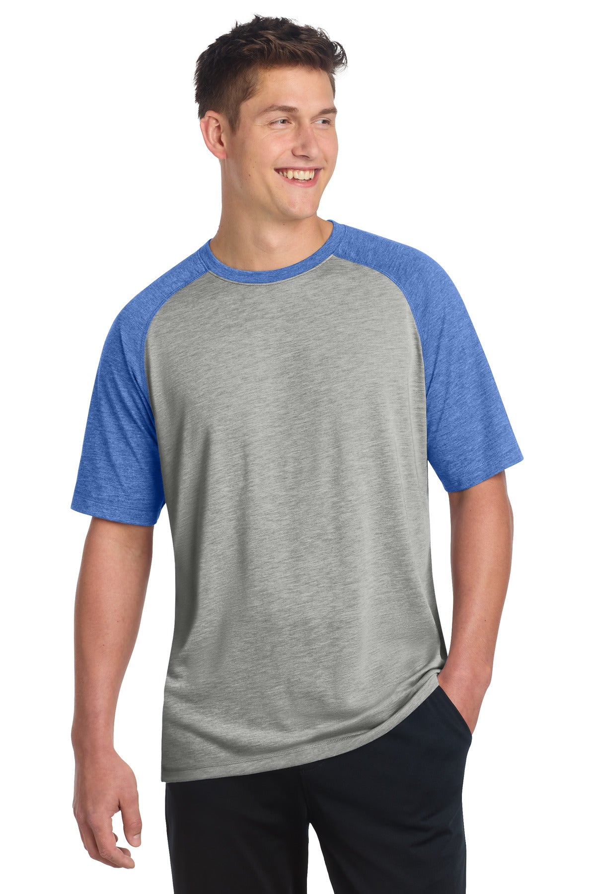 Sport-Tek    PosiCharge    Tri-Blend Wicking Raglan Tee. ST400