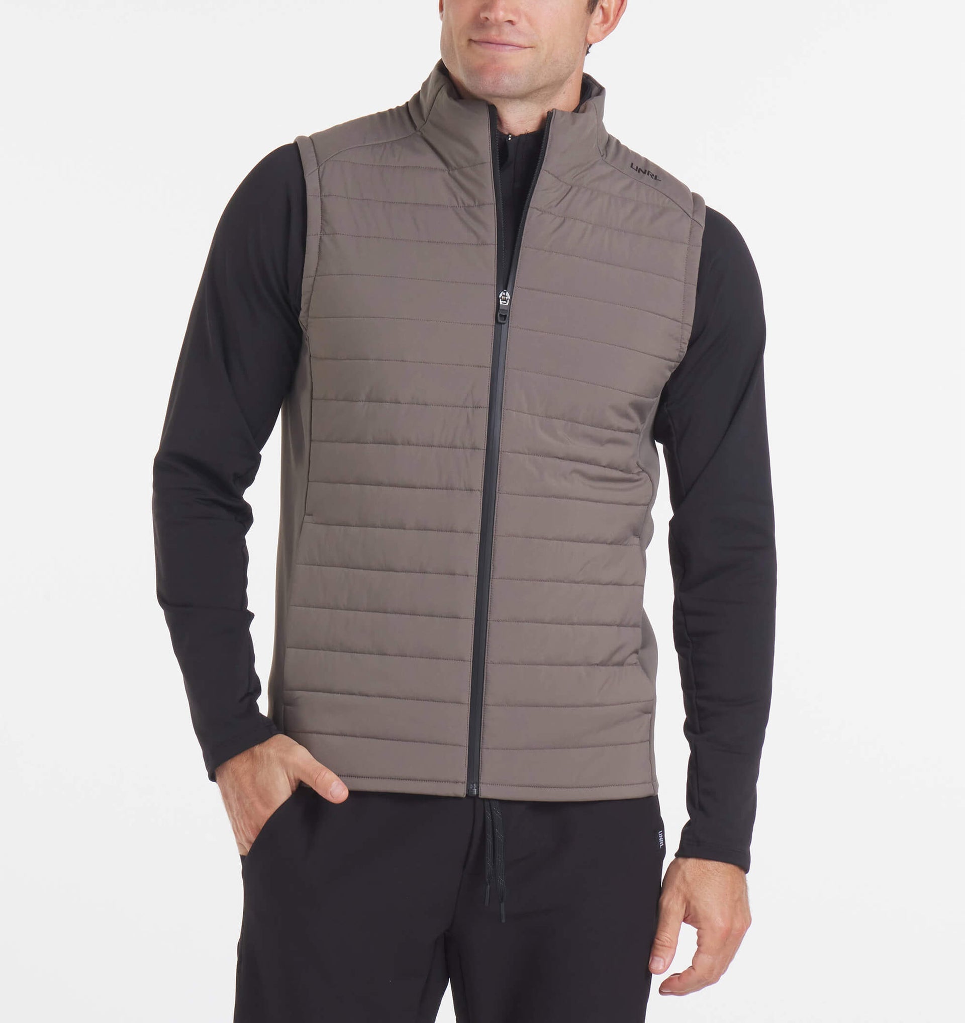 UNRL Mens Vancouver Quilted Vest Ã¢â‚¬â€œ Dark Taupe