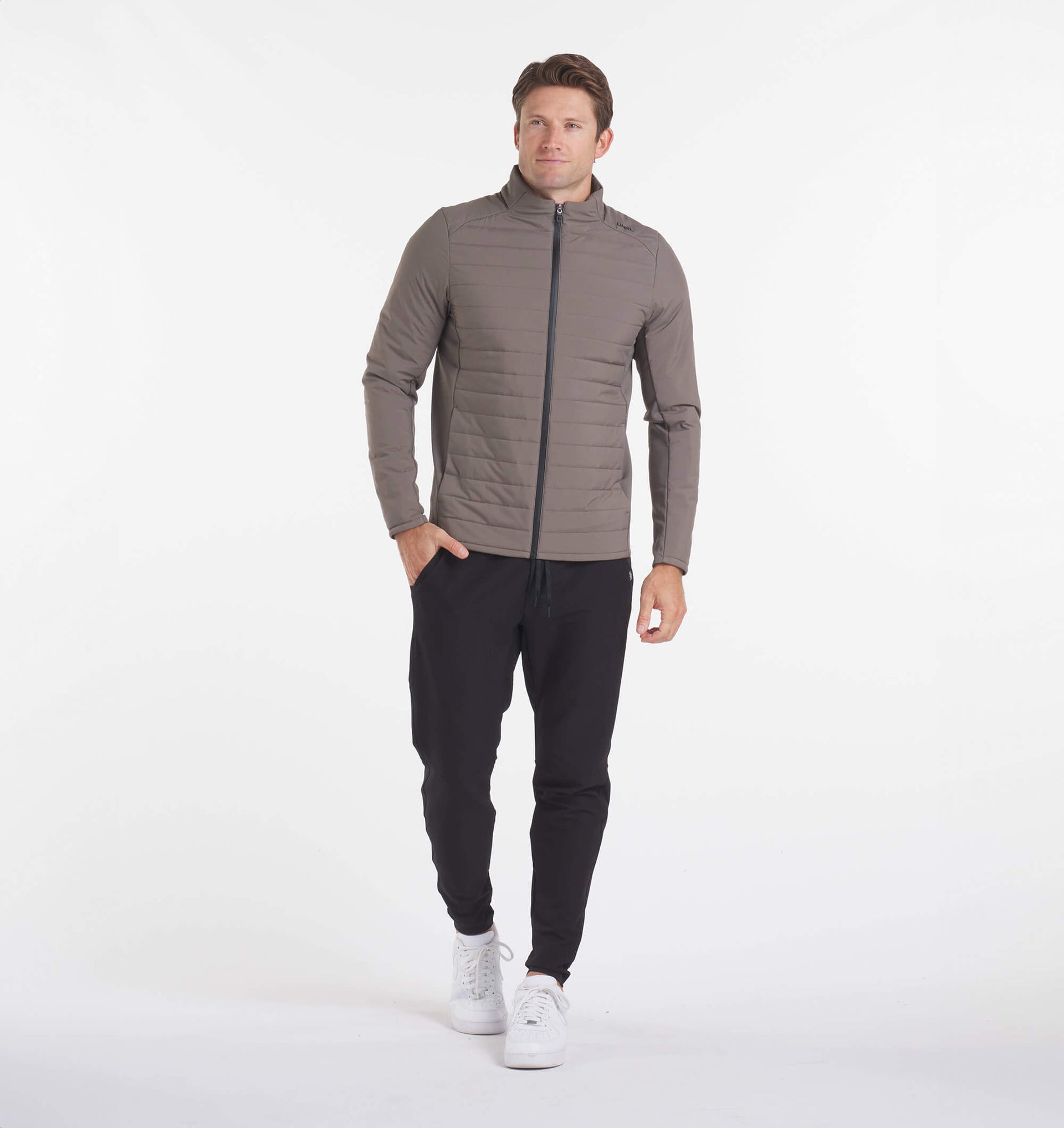 UNRL Mens Montreal Quilted Jacket Ã¢â‚¬â€œ Dark Taupe